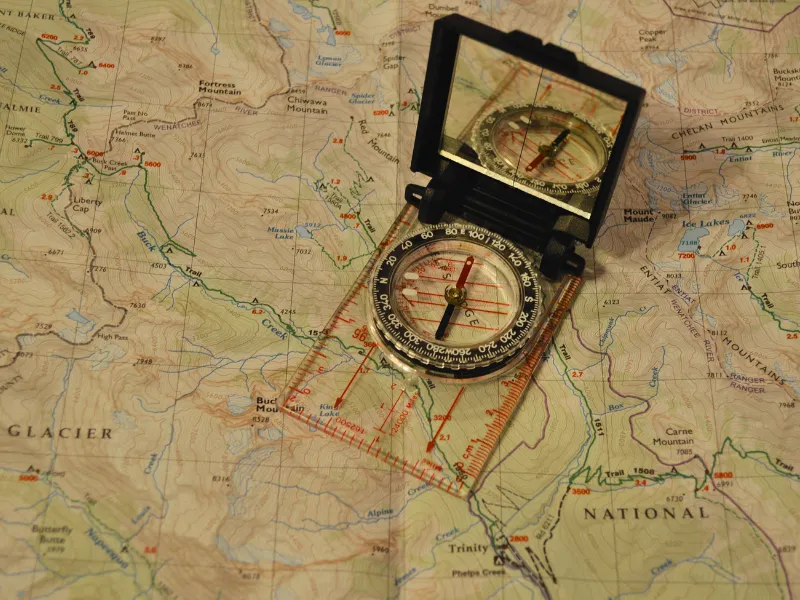 Compass on a topo map