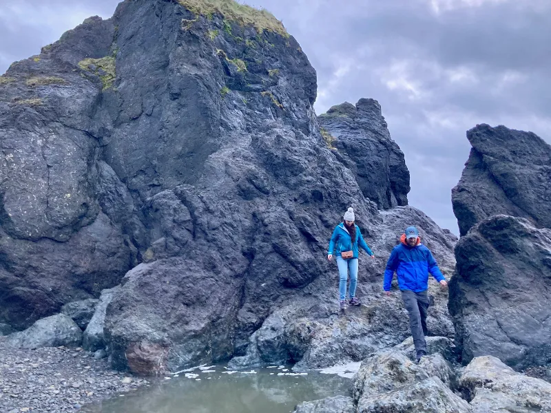 Couple hiking on the coast