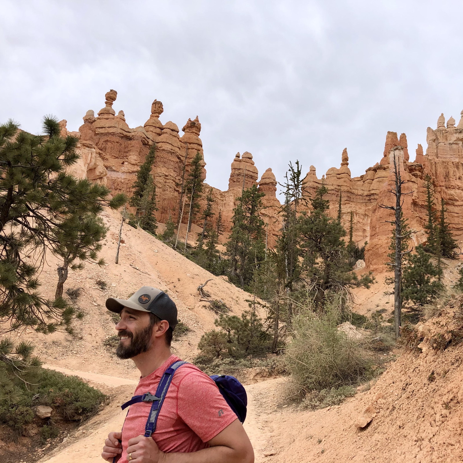 Daniel Borkert hiking below the hoodoos at Bryce Canyon National Park
